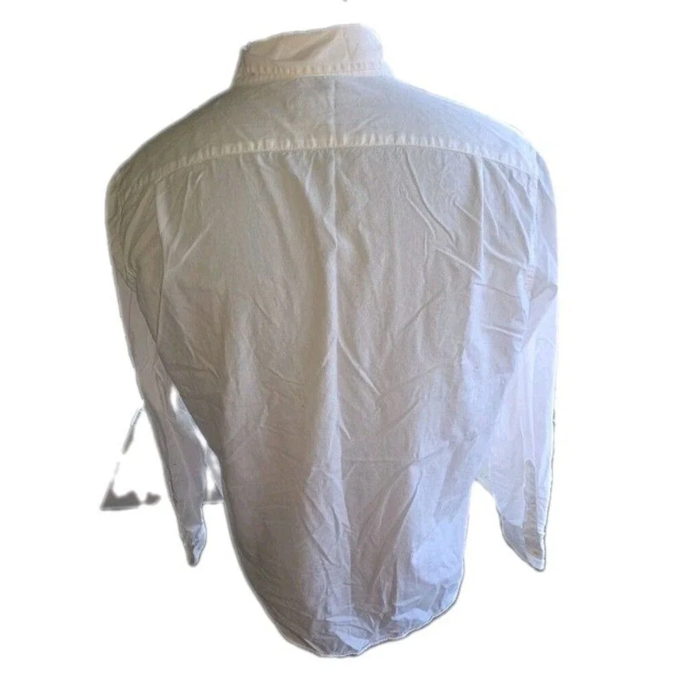 J Crew Dress Shirt Mens XL Crisp White Oxford Lightweight